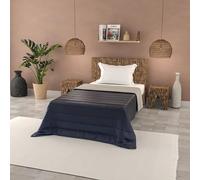 Italian Bed Linen Basic Plain Summer Quilt, Dark Blue/Light Grey, 200 x 240 cm