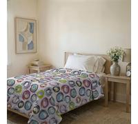 Italian Bed Linen BASIC Printed Summer Quilt, Microfibre, Abstract Circles, Single 160 x 240 cm