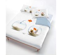 Italian Bed Linen Digital Duvet Cover Set (Bag Sheet 250x200cm + 2 Pillowcases 52x82cm),Fish Tank, DOUBLE