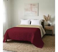 Italian Bed Linen Elegant Line Summer Quilt Made in Italy Printed Soft Microfibre Bedspread - Spring Summer Mid-Season Quilt - Double 260 x 270 cm, Burgundy/Cream