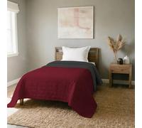 Italian Bed Linen Elegant Line Summer Quilt Made in Italy Printed Soft Microfibre Bedspread - Spring Summer Mid-Season Quilt - Single 170 x 270 cm, Burgundy/Dark Grey