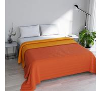 Italian Bed Linen Elegant Line Summer Quilt Made in Italy Printed Soft Microfibre Bedspread - Spring Summer Mid-Season Quilt - Double 260 x 270 cm, Orange/Yellow