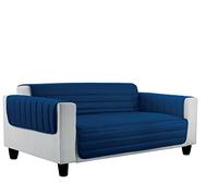 Italian Bed Linen Elegant Quilted Sofa Cover Doubleface, Dark Blue/Light Grey 2 Places, 100% microfiber,