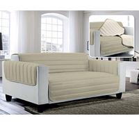 Italian Bed Linen Elegant quilted sofa cover Doubleface, dove grey/cream 1 place, 100% microfiber