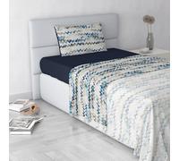 Italian Bed Linen Fashion Bedding Set Made in Italy, Microfibre, Modern Sky, Queen Size