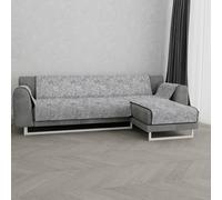 Italian Bed Linen “ Glamour” Anti-Slip Sofa Cover with Chaise-Longue Right, Dark Grey, 190cm