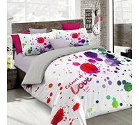 Italian Bed Linen KI-OSA Duvet Cover Set with Full Coverage Digital Print,250x200cm, KIO615, 100% Cotton, KIO 615, DOUBLE