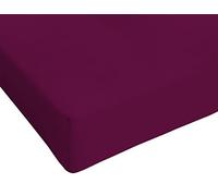 Italian Bed Linen Max Color Fitted Sheet with Corner, 100% Cotton, Plum, Small Double