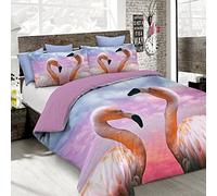 Italian Bed Linen MB HOME ITALY, Goodnight Duvet Cover Set, Flamingo, Single