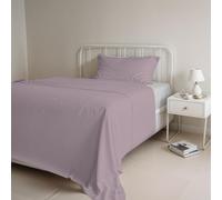 Italian Bed Linen Natural Color Bed Set (Flat 150x300, Fitted Sheet 90x200cm+Pillowcase 52x82cm), Petrol Bottle Green, Misty Rose/Light Gray, SINGLE