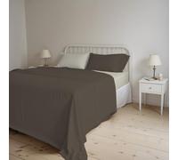 Italian Bed Linen Natural Color Bed Set (Flat 250x300, Fitted Sheet 170x200cm+2 Pillowcases 52x82cm), Petrol Bottle Green, Brown/Cream, DOUBLE