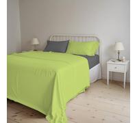 Italian Bed Linen Natural Color Bed Set (Flat 250x300, Fitted Sheet 170x200cm+2 Pillowcases 52x82cm), Petrol Bottle Green, Acid Smoke, DOUBLE