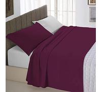 Italian Bed Linen Natural Colour Bed Sheet Set, Plum/Light Gray, Small double