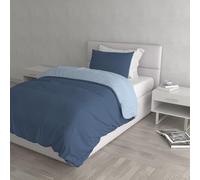 Italian Bed Linen Natural Colour Duvet Cover Set, Avio/light blue, Single