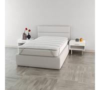 Italian Bed Linen Topper Padded and Quilted, Microfibre Una Piazza e Mezza Francese Bianco