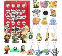 Italian Brainrot 24 Pack Advent Calendar Cartoon Accessories - Includes Fridge Magnets, Keychains and Pen Toppers, Blind Box Style Collectibles, Fun Meme Gift Idea