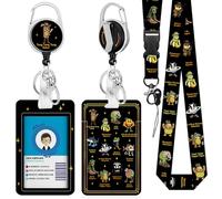 Italian Brainrot Badge Holder with Lanyard, Funny Meme ID Badge Holder with Retractable Reel Clip and Keychain, Vertical Identity Card Cover Case Protector for Nurse Teacher