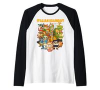Italian Brainrot Meme Compilation Funny Internet Humor Kids Raglan Baseball Tee