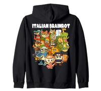 Italian Brainrot Meme Compilation Funny Internet Humor Kids Zip Hoodie