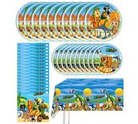 Italian Brainrot Party Tableware Set - Brainrot Paper Plates Napkins & Tablecloth, Brain Rot Tung Tung Sahur Tralalero Tralala Party Decorations