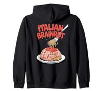 Italian Brainrot, Spaghetti Brain, Retro Comic Fun Meme Zip Hoodie