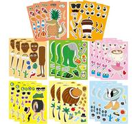 Italian Brainrot Stickers 24 Sheets - Tung Tung Sahur DIY Make a Face Kit, 8 Characters with Interchangeable Eyes & Mouths for Party Favors, Crafts, Birthday Decorations