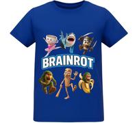 Italian Brainrot T-Shirt for Kids Short Sleeve Summer Tee Supersonic Graphic Top for Boys 100% Cotton Official Merchendise Age 5-13 Blue
