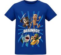 Italian Brainrot T-Shirt for Kids Short Sleeve Summer Tee Supersonic Graphic Top for Boys 100% Cotton Official Merchendise Age 5-13 Blue
