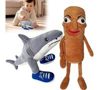 Italian Brainrot Toys, Italian Brainrot, 2 PCS Italian Brainrot Plush with Stick Figure and Shark Plush, Anime Figure for Office Home Brain Rot Toys Desk Decorations Gifts for Fans Colleagues Friends