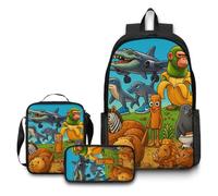 Italian Brainrot Tung Tung Children's Backpack 3-Pic Set,17 Inch School Bag + Crossbody Bag + Pencil Case Lightweight & Durable for School,style4