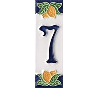 Italian Ceramic Numbers & Letters Tiles - Lemon Design, Size: 10cm x 3.5cm, 3 to 6 Tile Frames (Number 7)