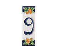 Italian Ceramic Numbers & Letters Tiles - Lemon Design, Size: 10cm x 3.5cm, 3 to 6 Tile Frames (Number 9)