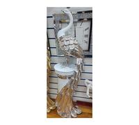 Italian Ceramic Peacock White Silver 100x40cm