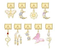 Italian Charm Bracelet Gold Charms Italian Style Charms Link Module Stainless Steel for Women Mädchen DIY 9mm Removable Modules for Italian BraceletsPearl flowers