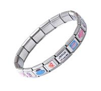 Italian Charm Bracelet, Stainless Steel Modular Jewelry, Sturdy Wear-Resistant Design, Elegant Stackable Fashion Accessory for Dating, Travel, Beach, Camping, Wedding, 6.89x6.89x0.35 Inches