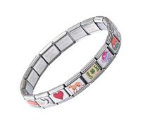 Italian Charm Bracelet, Stainless Steel Modular Jewelry, Sturdy Wear-Resistant Design, Elegant Stackable Fashion Accessory for Dating, Travel, Beach, Camping, Wedding, 6.89x6.89x0.35 Inches