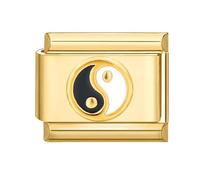 Italian Charm Gold Stones Black And White Tai Chi Fits all 9mm Italian Style Charm Bracelets Retro Personality Charm Links Accessories DIY Gift