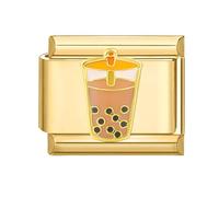 Italian Charm Gold Stones Pearl Milk Tea Fits all 9mm Italian Style Charm Bracelets Retro Personality Charm Links Accessories DIY Gift