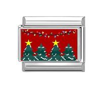 Italian Charm Link Beads Stainless Steel Christmas Jewelry Finding Jewelry Accessories Suitable for Making Red Festive Stainless Steel Charm