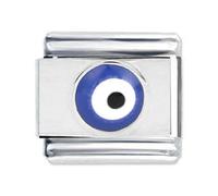 Italian Charm Link Blue Eye Square Beads Stainless Steel Texture Jewelry Finding Suitable for Jewelry Making Handmade Supplies