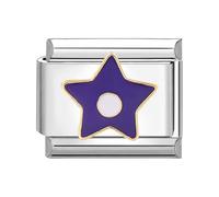 Italian Charm Silver Stone Purple Five-Pointed Star Fits all 9mm Italian Style Charm Bracelets Retro Personality Charm Links Accessories DIY Gift