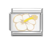 Italian Charm Silver Stone White Flower Fits all 9mm Italian Style Charm Bracelets Retro Personality Charm Links Accessories DIY Gift