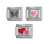 Italian Charms 9mm Bundle- 3pcs Heart Charm Links - fit in all 9mm UK stock