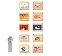 Italian Charms Bracelet Accessories 10Pcs New Gold Charms Pack Links Bulk and Opening Tools Modular Bracelet Links Handmade DIY Jewelry