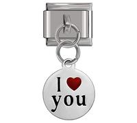 Italian Charms I Love You dangle charm - 9mm fits all 9mm Italian Style bracelets UK Stock