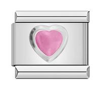 Italian Charms Pink Heart Charm Link fits all classic 9mm Italian style Bracelets - UK stock