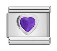 Italian Charms Purple Heart Charm Link fits all classic 9mm Italian style Bracelets - UK stock