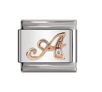 Italian Charms Rose Gold Letter A-Z Charm Link fits all 9mm Bracelet - UK stock (Letter A)