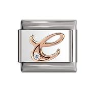 Italian Charms Rose Gold Letter A-Z Charm Link fits all 9mm Bracelet - UK stock (Letter C)