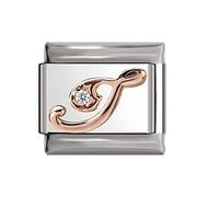 Italian Charms Rose Gold Letter A-Z Charm Link fits all 9mm Bracelet - UK stock (Letter I)
